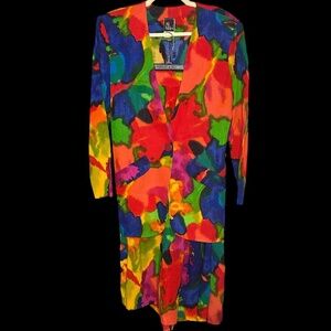 Vintage Bright, Colorful Skirt Suit Size S